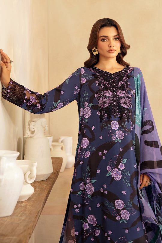 RIWAJ BY RAMSHA | DIGITAL PRINTED LAWN WITH HEAVY EMBROIDERED | UNSTITCHED 3-PIECE SUIT |J-405