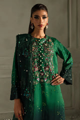 RUBY RUSH BY NUREH | LUXURY TWO TONE SHADES RAW SILK DRESS PARTY WEAR | BEAUTIFULLY HANDMADE EMBELLISHMENT EMBROIDERED SEQUENCE WORK | UNSTITCHED 3-PIECE SUIT | TW-09