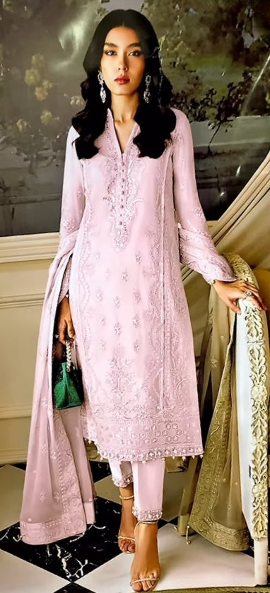 NEW EXCLUSIVE LUXURY WEDDING COLLECTION 25" - FULL HEAVY EMBROIDERED  CHIFFON SUIT - UNSTITCHED 3-PIECE