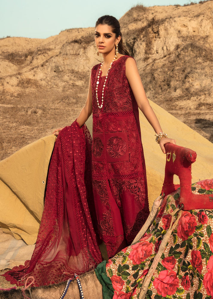 ROUGE BY SAIRA SHAKIRA  "LUXURY EMBROIDERED LAWN 25" UNSTITCHED 3-PIECE SUIT "VALENTINE RED"