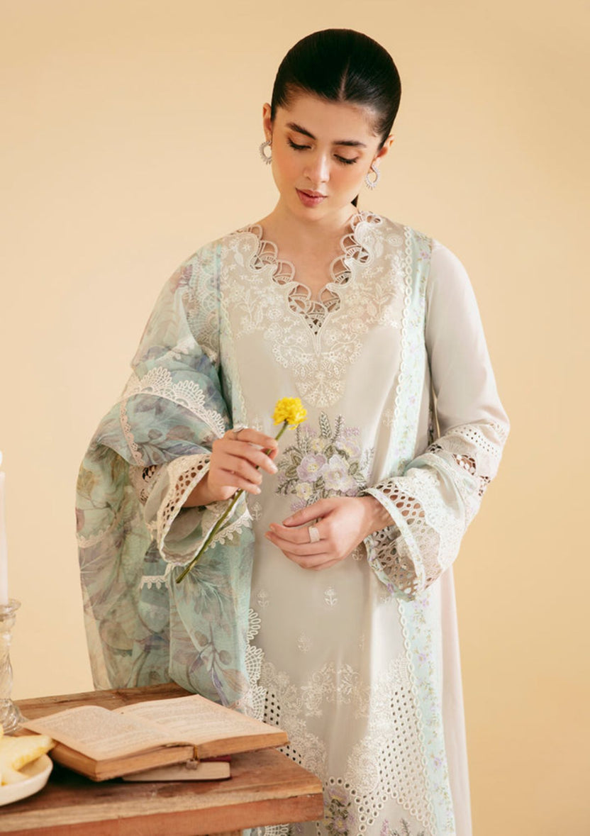 QLINEKARI BY QALAMKAR | LUXURY CHICKANKARI LAWN WITH FULL HEAVY EMBROIDERED | UNSTITCHED 3-PIECE SUIT |  SQ-13 AYSEL