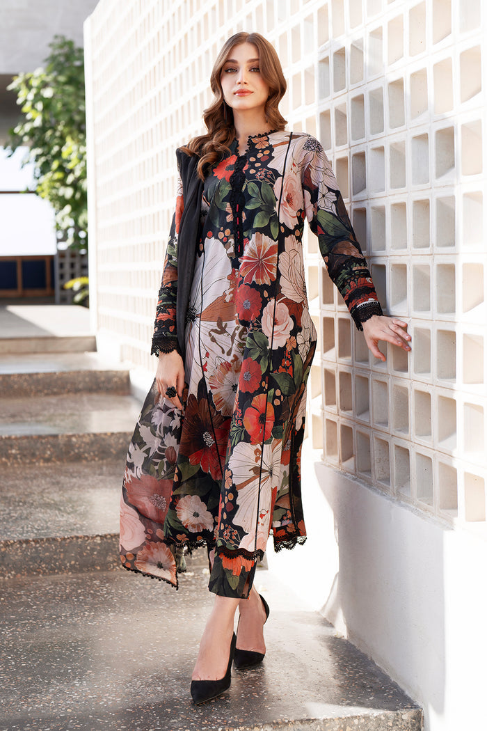 BAROQUE | BEAUTIFULLY MULTI DIGITAL PRINTED LAWN WITH THREAD EMBROIDERED SEQUENCE WORK | UNSTITCHED 3-PIECE SUIT | SF-4065