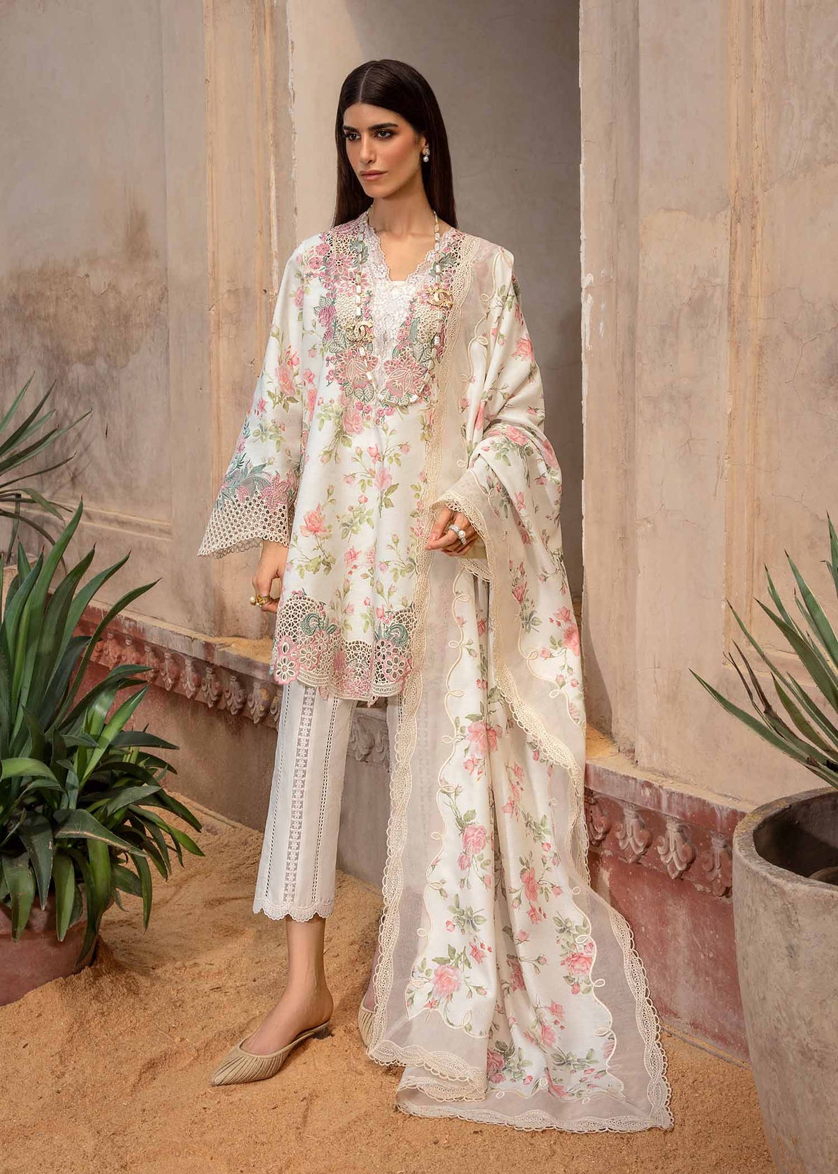 CRIMSON | DIGITAL PRINTED WITH PREMIUM EMBROIDERED LAWN | UNSTITCHED 3-PIECE SUIT | A FLOWER NAMED PEACE - CRWP-5