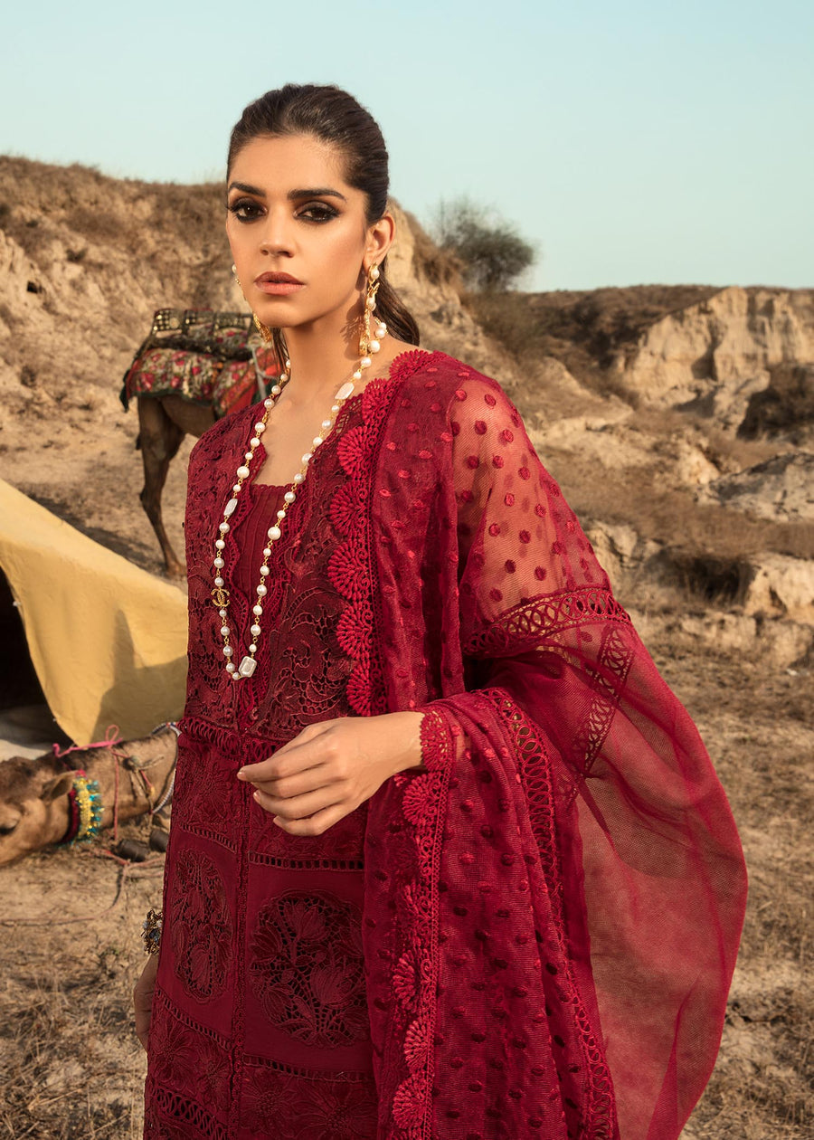 ROUGE BY SAIRA SHAKIRA  "LUXURY EMBROIDERED LAWN 25" UNSTITCHED 3-PIECE SUIT "VALENTINE RED"