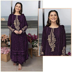 HANIA AMIR BY AZURE  |  ELEGANTLY FULL HEAVY HANDMADE EMBROIDERED CHIFFON | UNSTITCHED 3-PIECE SUIT