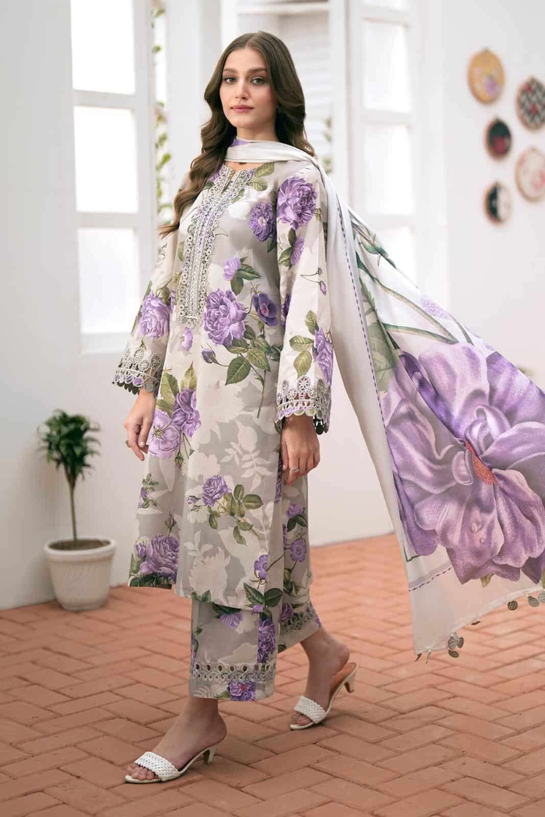 BAROQUE - DIGITAL PRINTED LUXURY LAWN COLLECTION'2025 - EMBROIDERED - UNSTITCHED 3 PIECE SUITE