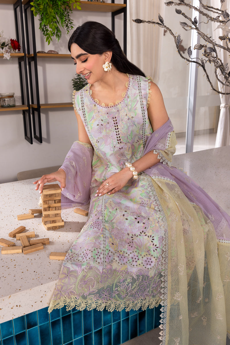 LARA BY RANG RASIYA | BEAUTIFULLY MULTI DIGITAL PRINTED WITH CHICKENKARI LAWN & MULTI THREAD EMBROIDERED WORK | UNSTITCHED 3-PIECE SUIT | RR25V05SCD04