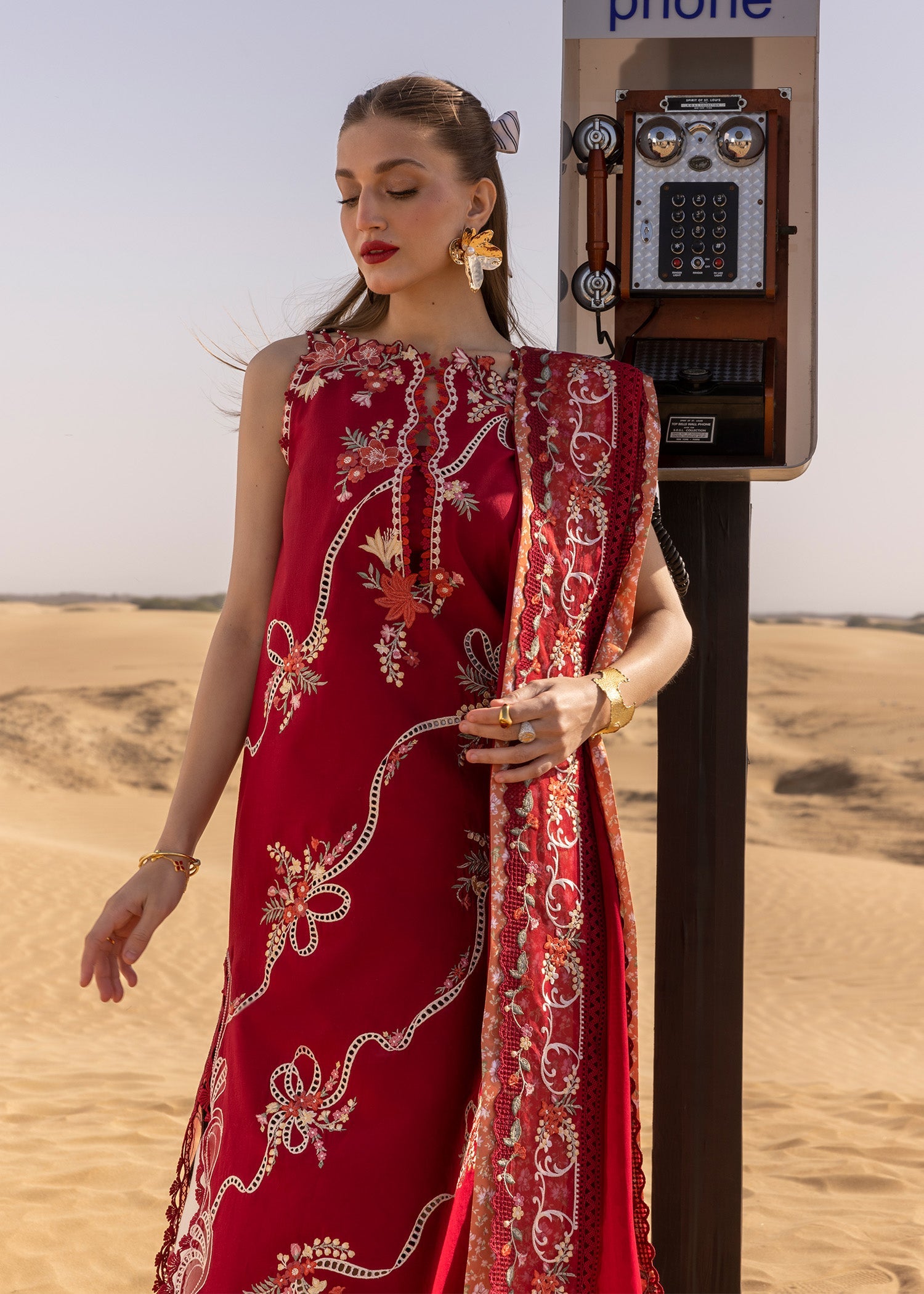 TWIRLS AND TIES BY CRIMSON | ELEGANTLY FULLY HEAVY MULTI THREAD EMBROIDERED LAWN WITH HEAVY CHICKENKARI WORK | UNSTITCHED 3-PIECE SUIT | D-08-B