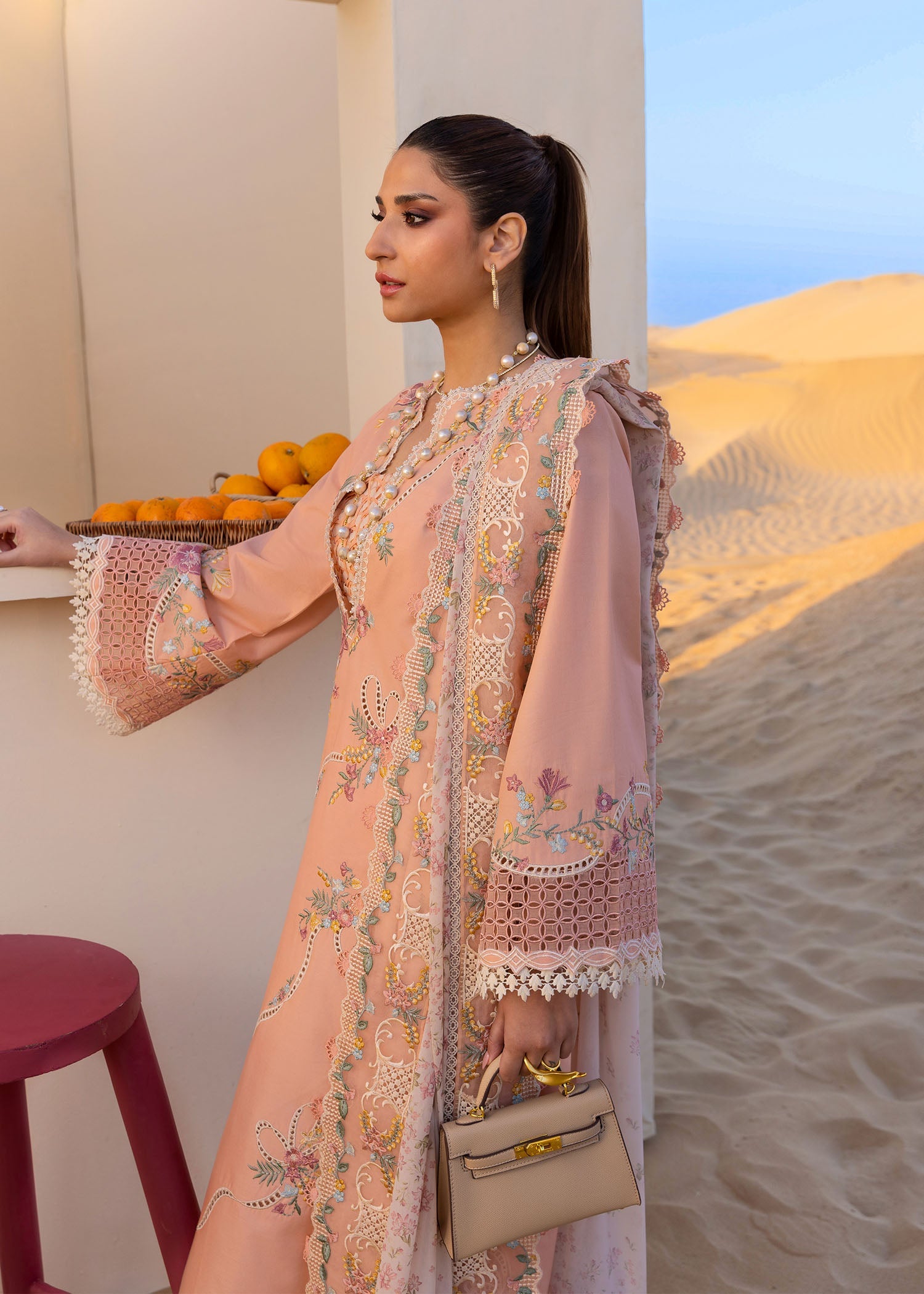 TWIRLS AND TIES BY CRIMSON | HEAVY MULTI THREAD EMBROIDERED LAWN WITH CHICKENKARI WORK | UNSTITCHED 3-PIECE SUIT | D-08-A
