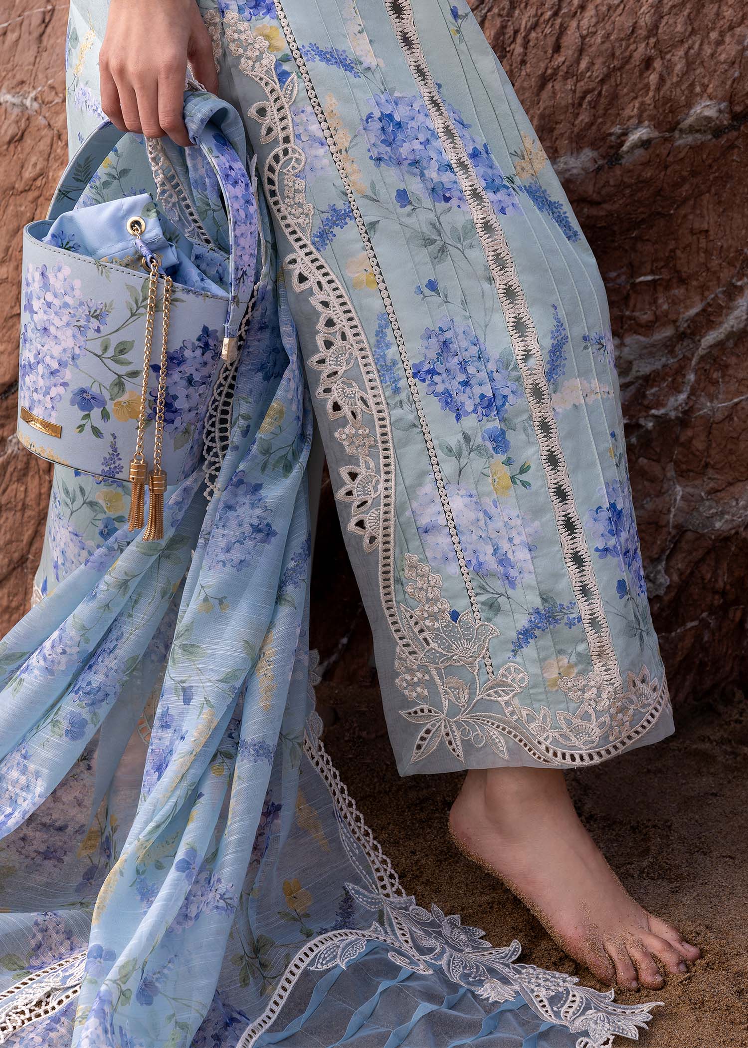 WHO'S THAT GIRL BY CRIMSON | ELEGANTLY MULTI DIGITAL PRINTED WITH FULLY HEAVY SCHIFFLI WORK & HEAVY THREAD EMBROIDERED LAWN | UNSTITCHED 3-PIECE SUIT | D-03-B