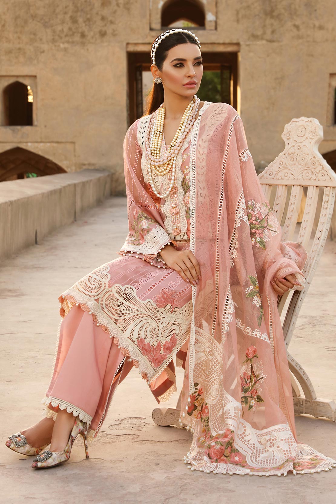 CRIMSON | A LACEY SUMMER - ROSE | LUXURY CHICKANKARI LAWN WITH HEAVY EMBROIDERED | UNSTITCHED 3-PIECE SUIT