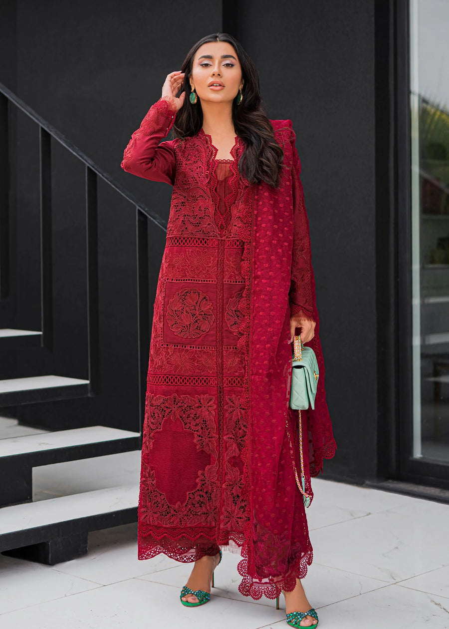 ROUGE BY SAIRA SHAKIRA  "LUXURY EMBROIDERED LAWN 25" UNSTITCHED 3-PIECE SUIT "VALENTINE RED"