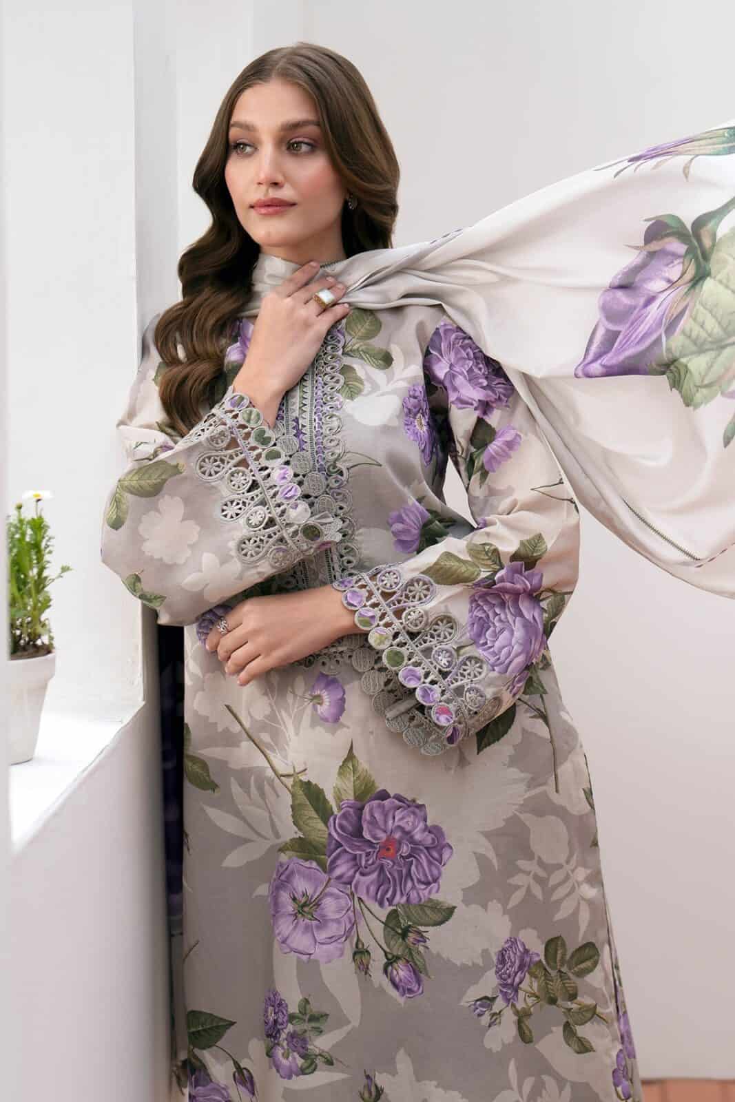 BAROQUE - DIGITAL PRINTED LUXURY LAWN COLLECTION'2025 - EMBROIDERED - UNSTITCHED 3 PIECE SUITE