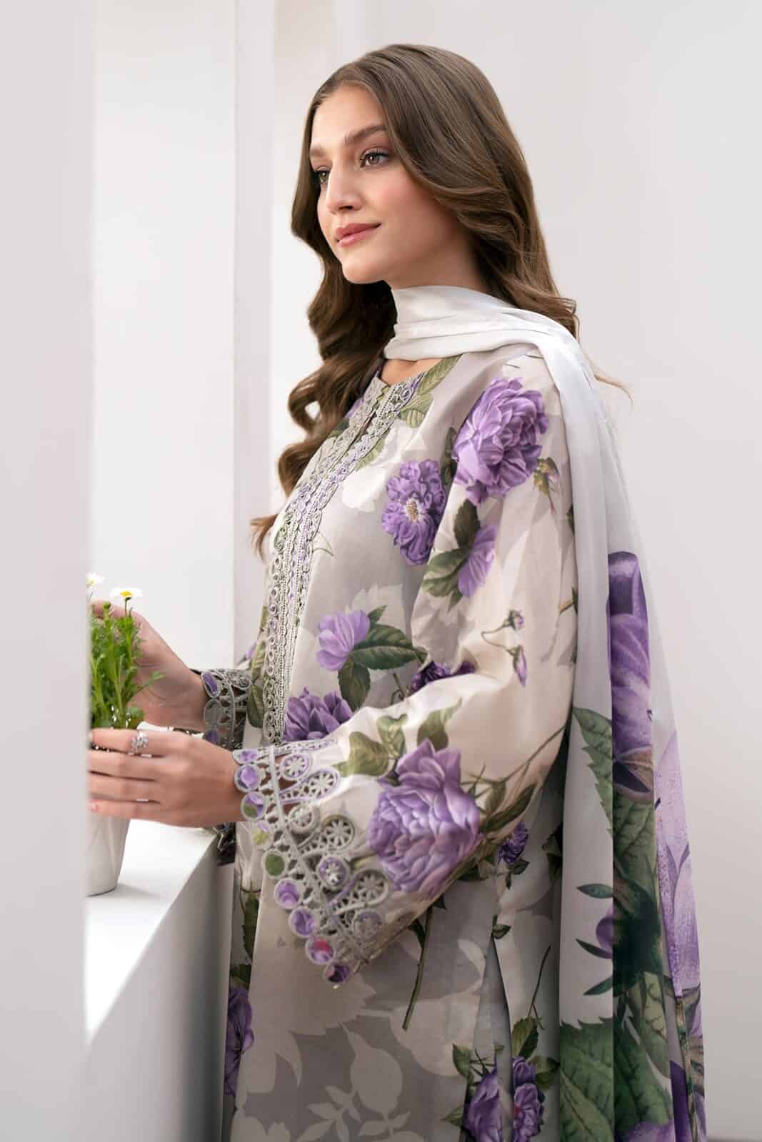 BAROQUE - DIGITAL PRINTED LUXURY LAWN COLLECTION'2025 - EMBROIDERED - UNSTITCHED 3 PIECE SUITE