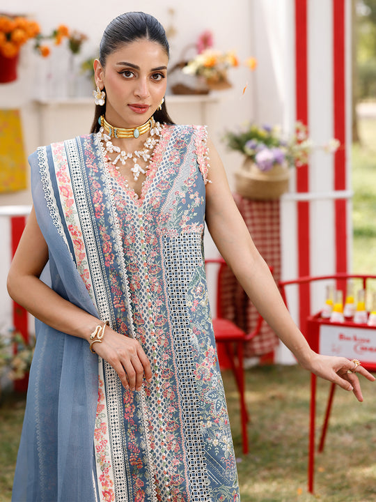 CARNIVAL SUMMER EDITION 25" BY BIN ILYAS | LUXURY CHICKENKARI LAWN FULL HEAVY MULTI THREAD EMBROIDERED WORK | UNSTITCHED 3-PIECE SUIT | D-33-B