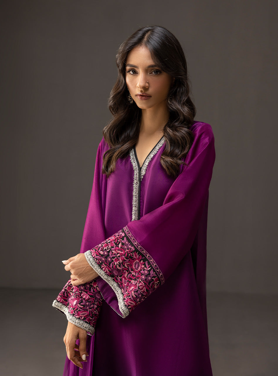 PLUM DUSK BY ZAINAB CHOTTANI | LUXURY MULTI DIGITAL PRINTED TWO TONE SHADES SILK DRESS |  UNSTITCHED 3-PIECE SUIT