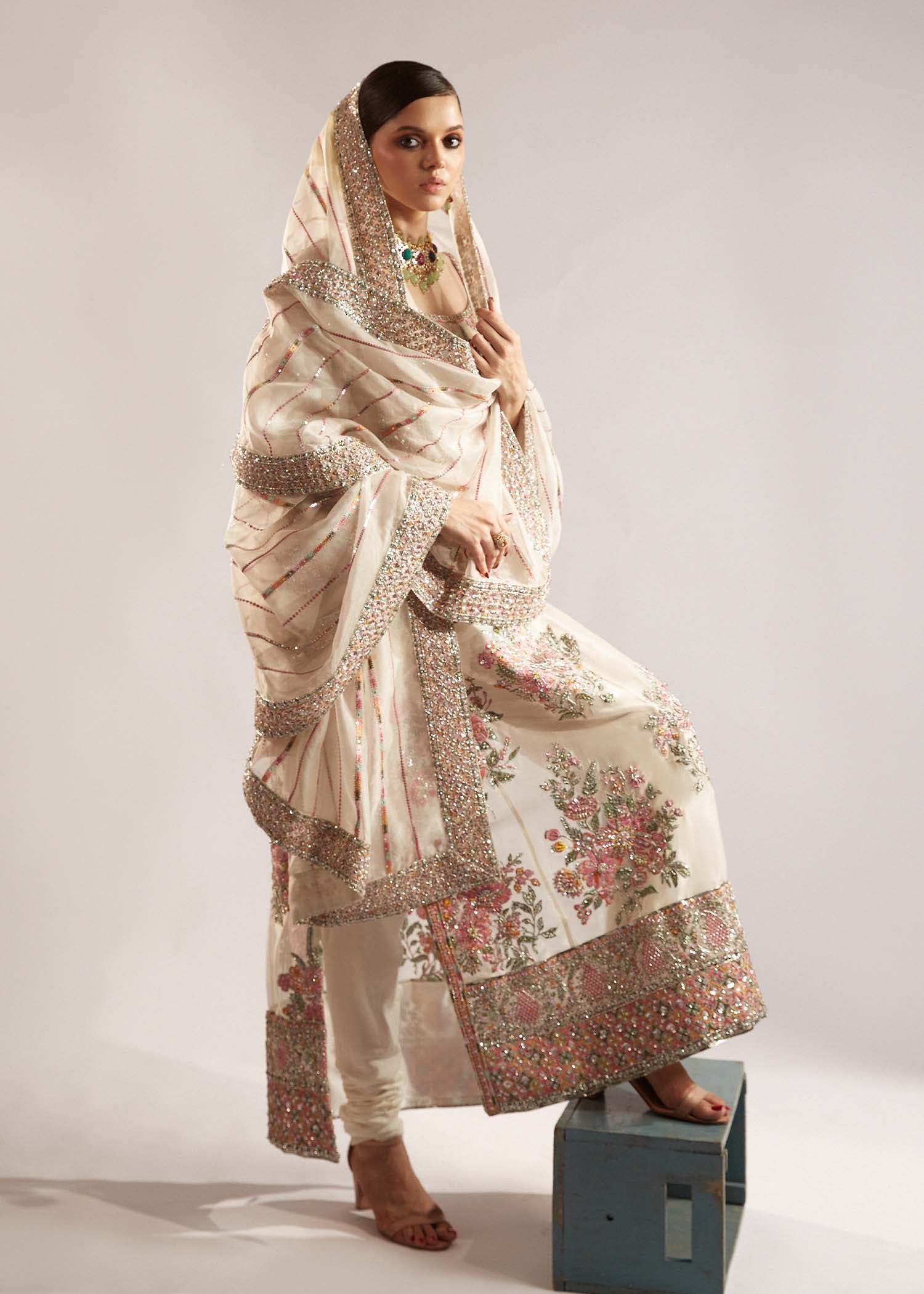 HUSSAIN REHAR - EURU | LUXURY ORGANZA HANDMADE EMBROIDERED UNSTITCHED SUIT