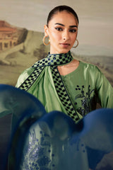 TIE & DIE BY NUREH | LUXURY INDIAN RAW SILK | FULLY HEAVY THREAD EMBROIDERED SEQUENCE WORK RAW SILK DRESS | UNSTITCHED 3-PIECE SUIT | NP-677