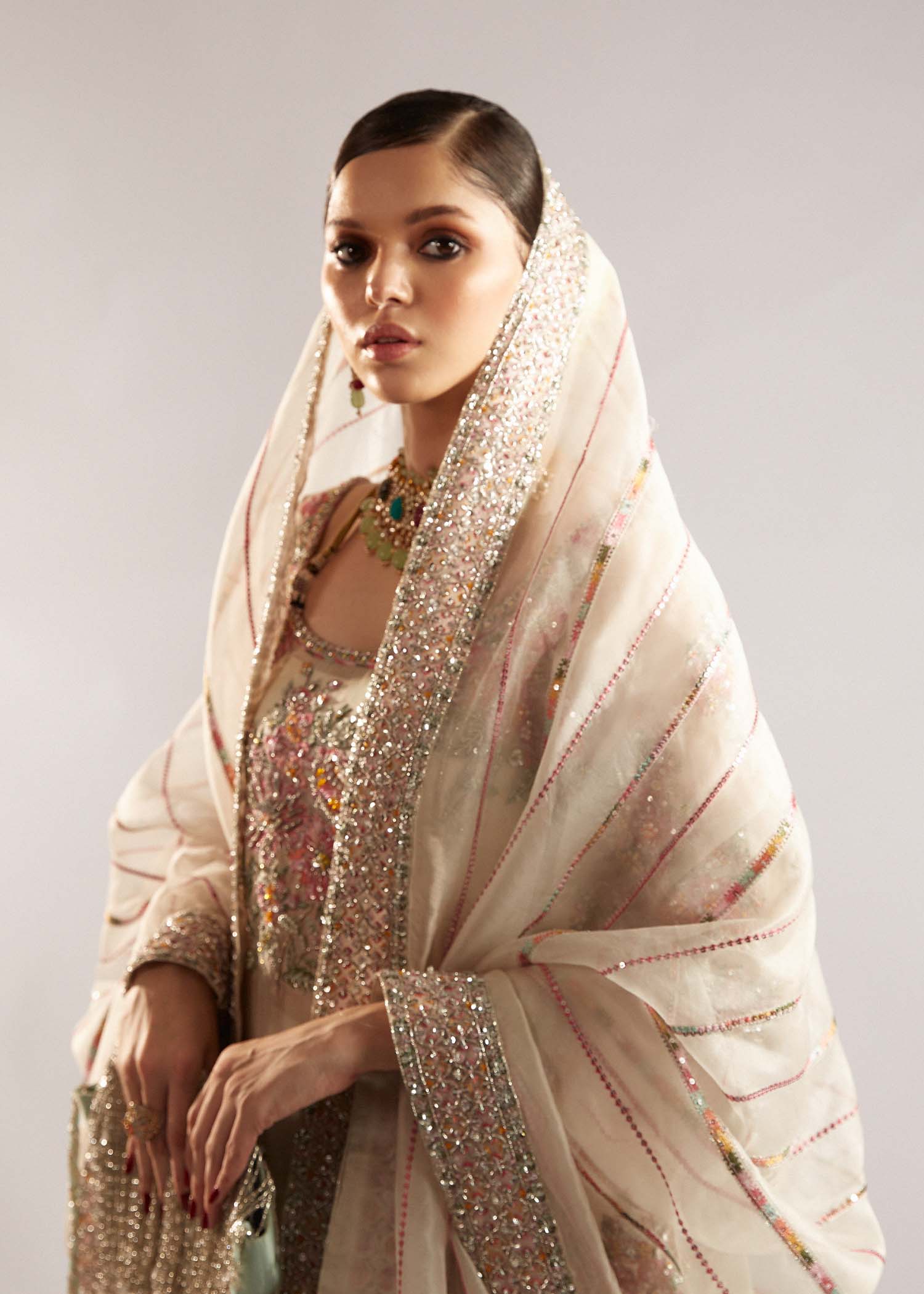 HUSSAIN REHAR - EURU | LUXURY ORGANZA HANDMADE EMBROIDERED UNSTITCHED SUIT