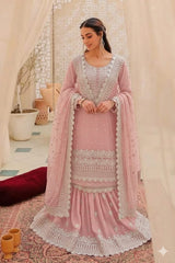 ASIM JOFA | EXCLUSIVE GHARARA | ELEGANTLY FULLY HEAVY THREAD EMBROIDERED SEQUENCE WORK CHIFFON GHARARA | UNSTITCHED 3-PIECE | PINK