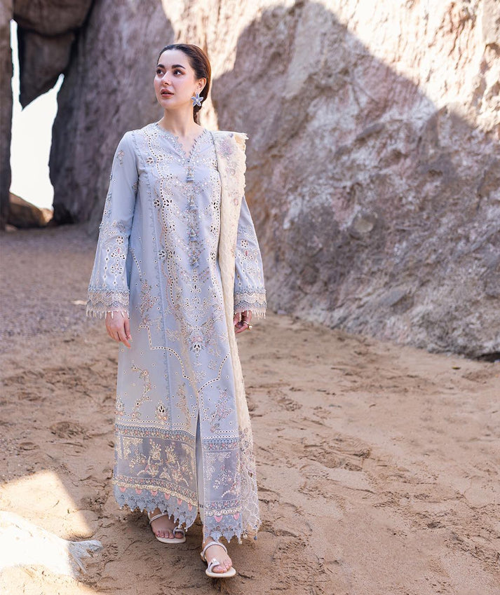 QALAMKAR | LUXURY LAWN CHIKANKARI WORK WITH HEAVY EMBROIDERED | UNSTITCHED 3-PIECE SUIT | FIRUZE