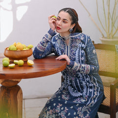 QALAMKAR BLUE LUXURY LAWN EMBROIDERED 3-PIECE UNSTITCHED SUIT