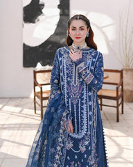 QALAMKAR BLUE LUXURY LAWN EMBROIDERED 3-PIECE UNSTITCHED SUIT