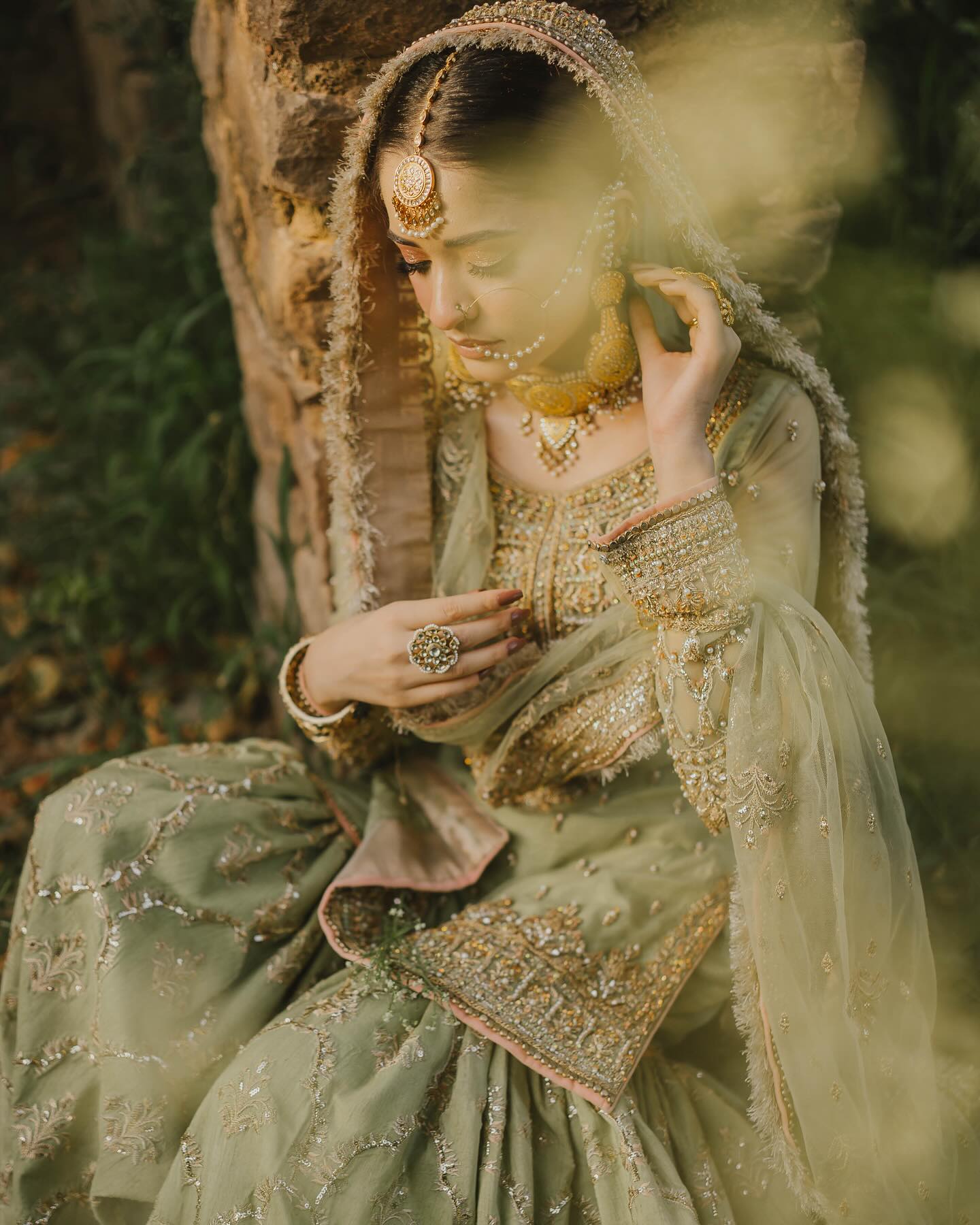 MAHA WAJAHAT PISTACHIO GHARARA BRIDAL COLLECTION CHIFFON