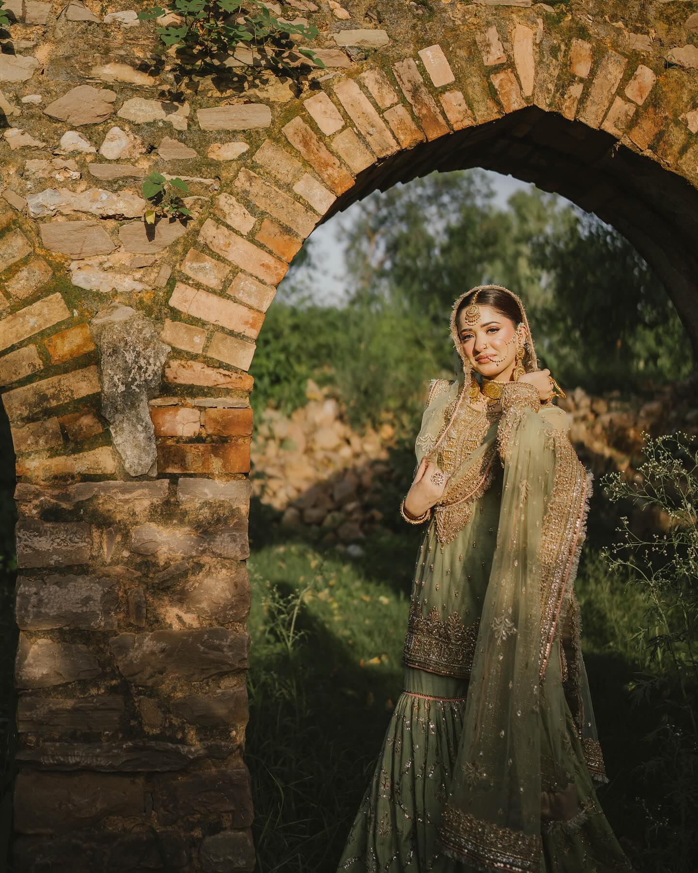 MAHA WAJAHAT PISTACHIO GHARARA BRIDAL COLLECTION CHIFFON