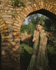 MAHA WAJAHAT PISTACHIO GHARARA BRIDAL COLLECTION CHIFFON