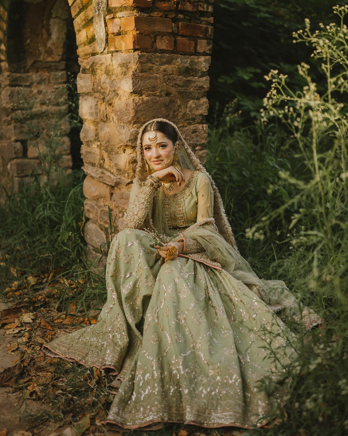 MAHA WAJAHAT PISTACHIO GHARARA BRIDAL COLLECTION CHIFFON