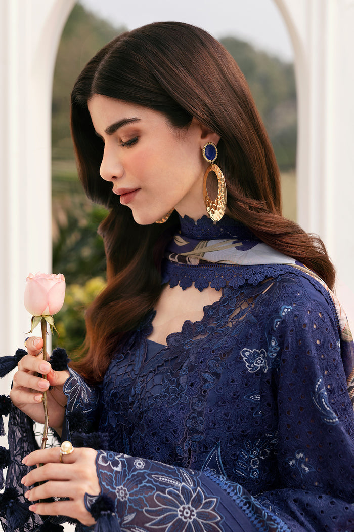 BAROQUE | ELEGANTLY ARTICLE | CHICKENKARI LAWN | FULLY HEAVY THREAD EMBROIDERED WORK WITH LAZER CUT DESIGN WORK UNSTITCHED 3-PIECE SUIT | EL-D07