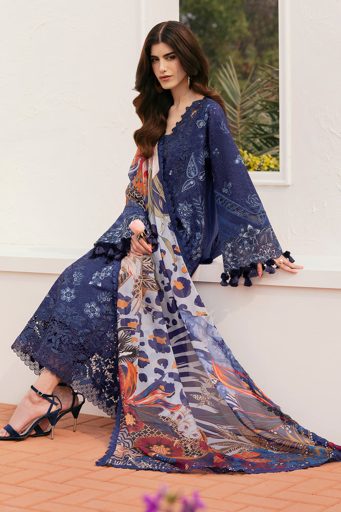 BAROQUE | ELEGANTLY ARTICLE | CHICKENKARI LAWN | FULLY HEAVY THREAD EMBROIDERED WORK WITH LAZER CUT DESIGN WORK UNSTITCHED 3-PIECE SUIT | EL-D07