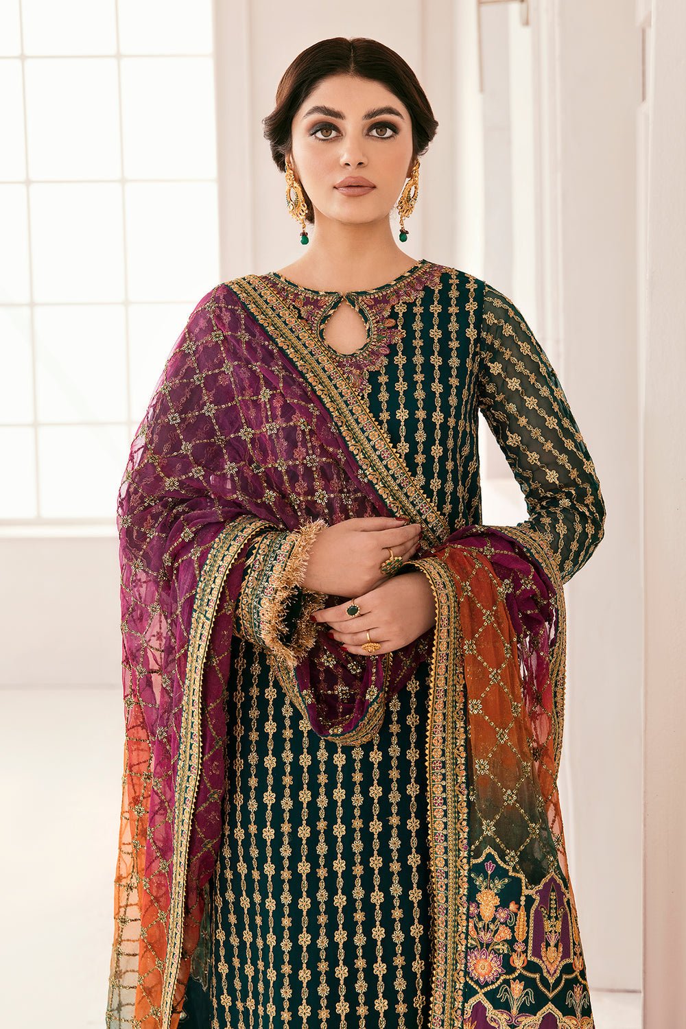 BAROQUE | EXCLUSIVE GHARARA | ELEGANTLY PREMIUM HAND EMBELLISHMENT EMBROIDERED SEQUENCE WORK CHIFFON GHARARA | UNSTITCHED 3-PIECE | CH11-06