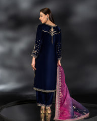 IFRAH BY NAQSHI | LUXURY 9000 MICRO VELVET SHIRT | BEAUTIFULLY MULTI THREAD EMBROIDERED WORK WITH HANGING TASSELS WORK | UNSTITCHED 3-PIECE SUIT | NQ-072