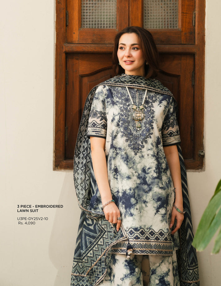 SAPPHIRE | LUXURY DIGITAL PRINTED WITH EMBROIDERED LAWN | UNSTITCHED 3-PIECE SUIT | D-210