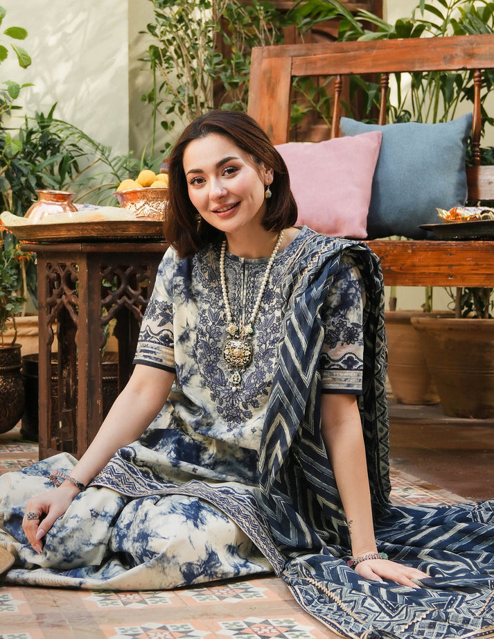 SAPPHIRE | LUXURY DIGITAL PRINTED WITH EMBROIDERED LAWN | UNSTITCHED 3-PIECE SUIT | D-210