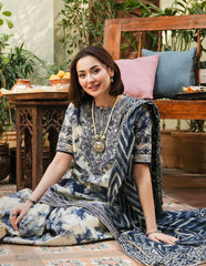 SAPPHIRE | LUXURY DIGITAL PRINTED WITH EMBROIDERED LAWN | UNSTITCHED 3-PIECE SUIT | D-210