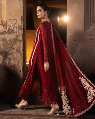 ROYAL CRIMSON BY AZURE | ELEGANTLY ARTICLE | PREMIUM HAND EMBELLISHMENTE EMBROIDERED CHIFFON DRESS | UNSTITCHED 3-PIECE SUIT | D-I-01253