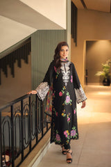 ANEELAS | LUXURY LAWN  HEAVY THREAD EMBROIDERED WORK WITH LAZER CUT WORK & MULTI FLOWER BANCHES ATTACHED | UNSTITCHED 3-PIECE SUIT
