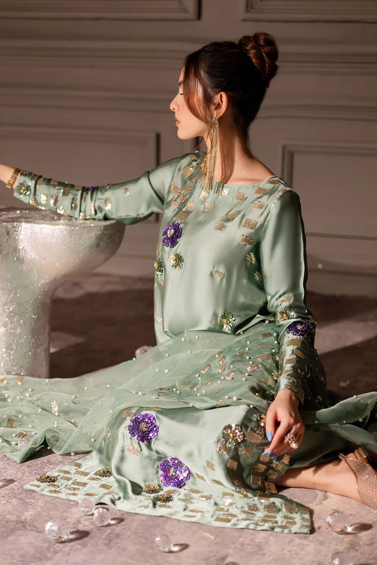 NUREH | LUXURY RAW SILK DRESS PARTY WEAR | BEAUTIFULLY HANDMADE EMBELL Shanzay Outfit NUREH | LUXURY RAW SILK DRESS PARTY WEAR | BEAUTIFULLY HANDMADE EMBELL Shanzay Outfit