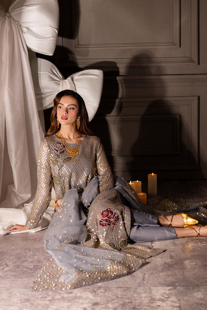 NUREH | AMAZING ARTICLE | LUXURY CHIFFON | FULLY HEAVY EMBROIDERED SEQUENCE WORK | UNSTITCHED 3-PIECE SUIT | TW-16