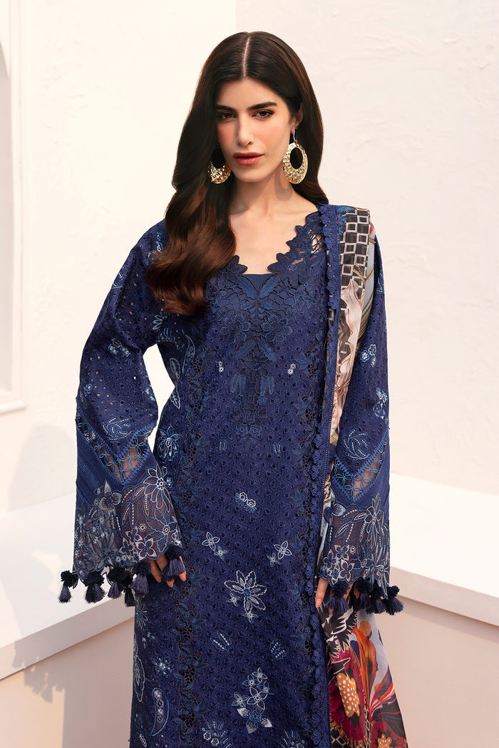 BAROQUE | ELEGANTLY ARTICLE | CHICKENKARI LAWN | FULLY HEAVY THREAD EMBROIDERED WORK WITH LAZER CUT DESIGN WORK UNSTITCHED 3-PIECE SUIT | EL-D07