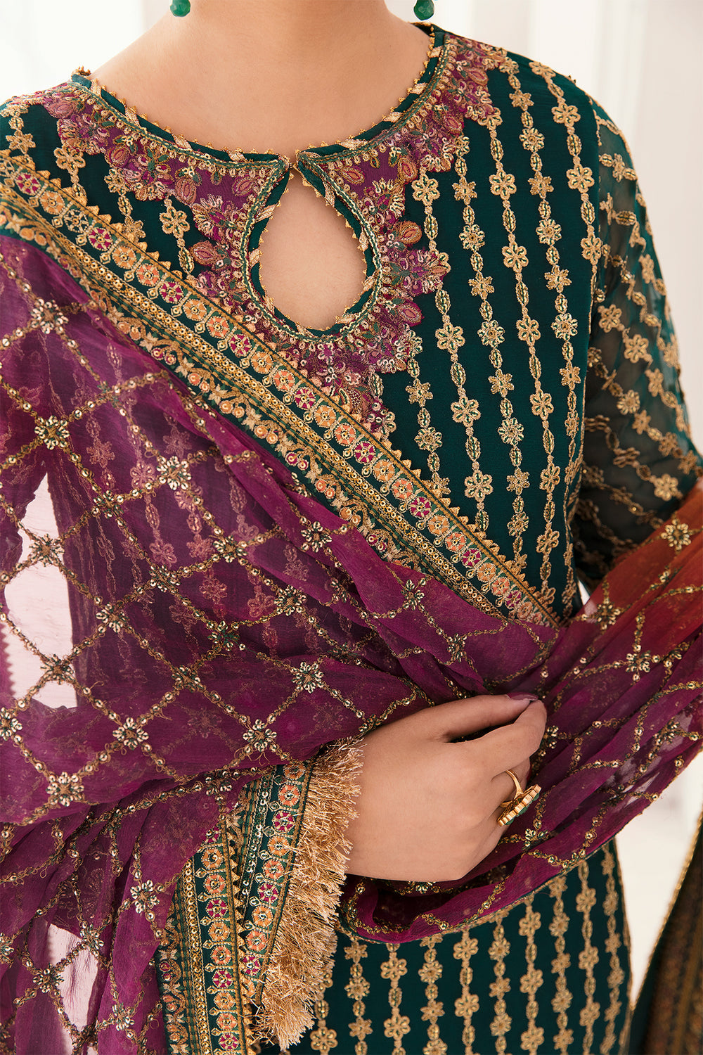 BAROQUE | EXCLUSIVE GHARARA | ELEGANTLY PREMIUM HAND EMBELLISHMENT EMBROIDERED SEQUENCE WORK CHIFFON GHARARA | UNSTITCHED 3-PIECE | CH11-06