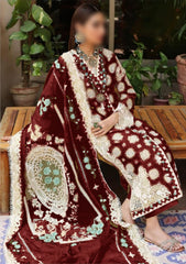 Crimson Maroon Luxury Lawn Collection Replica