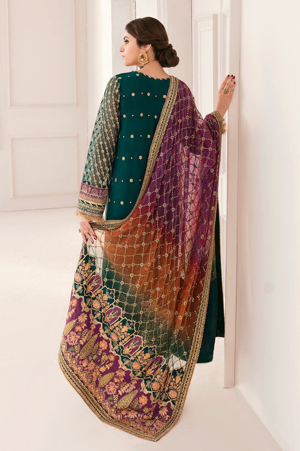 BAROQUE | EXCLUSIVE GHARARA | ELEGANTLY PREMIUM HAND EMBELLISHMENT EMBROIDERED SEQUENCE WORK CHIFFON GHARARA | UNSTITCHED 3-PIECE | CH11-06
