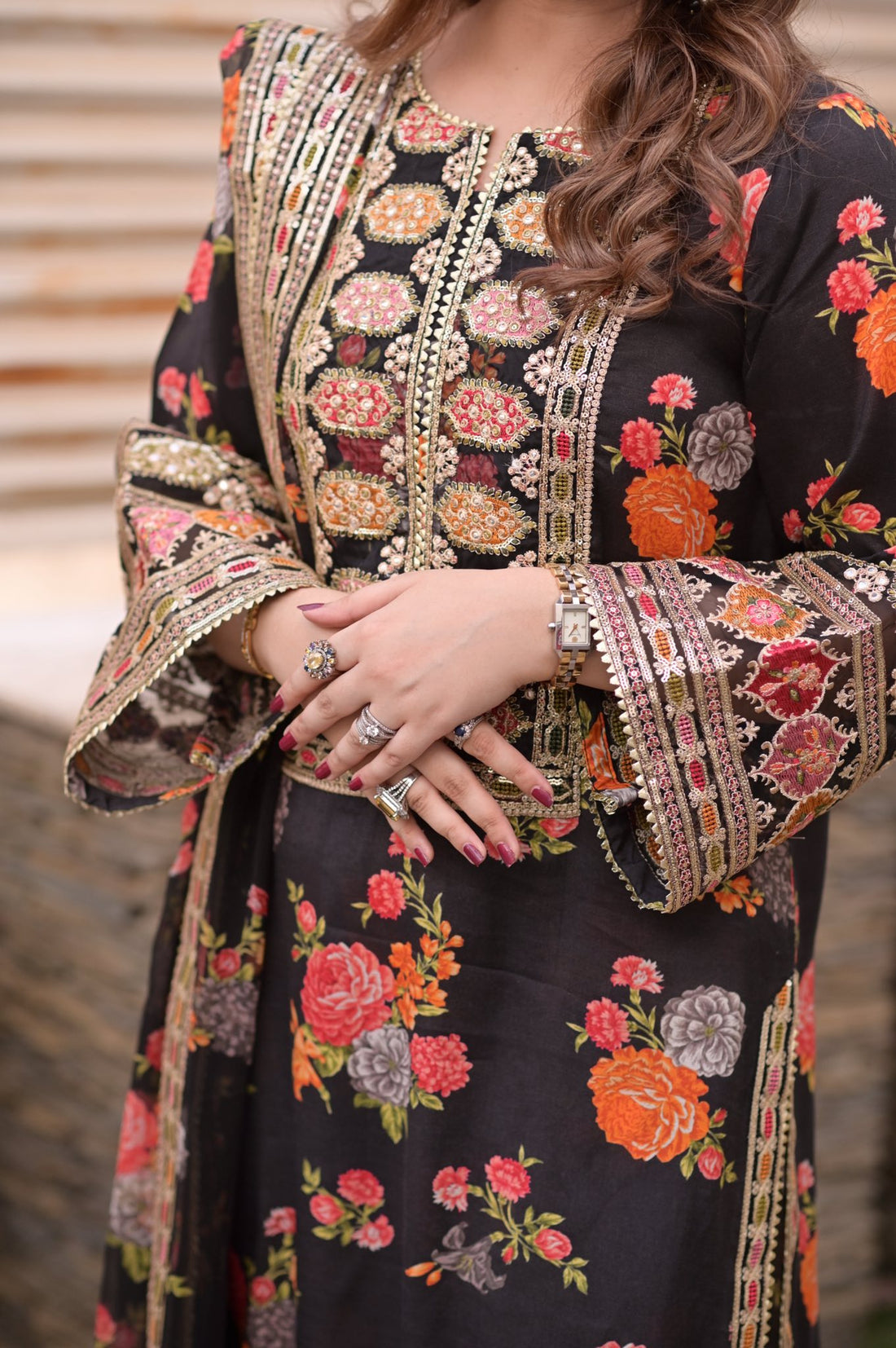 ANEELAS | LUXURY MULTI DIGITAL PRINTED SILK DRESS WITH FULL HEAVY MULTI THREAD EMBROIDERD SEQUENCE WORK | UNSTITCHED 3-PIECE SUIT