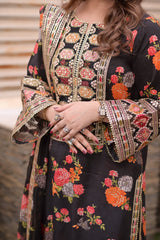 ANEELAS | LUXURY MULTI DIGITAL PRINTED SILK DRESS WITH FULL HEAVY MULTI THREAD EMBROIDERD SEQUENCE WORK | UNSTITCHED 3-PIECE SUIT