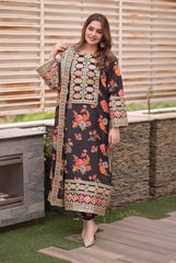 ANEELAS | LUXURY MULTI DIGITAL PRINTED SILK DRESS WITH FULL HEAVY MULTI THREAD EMBROIDERD SEQUENCE WORK | UNSTITCHED 3-PIECE SUIT