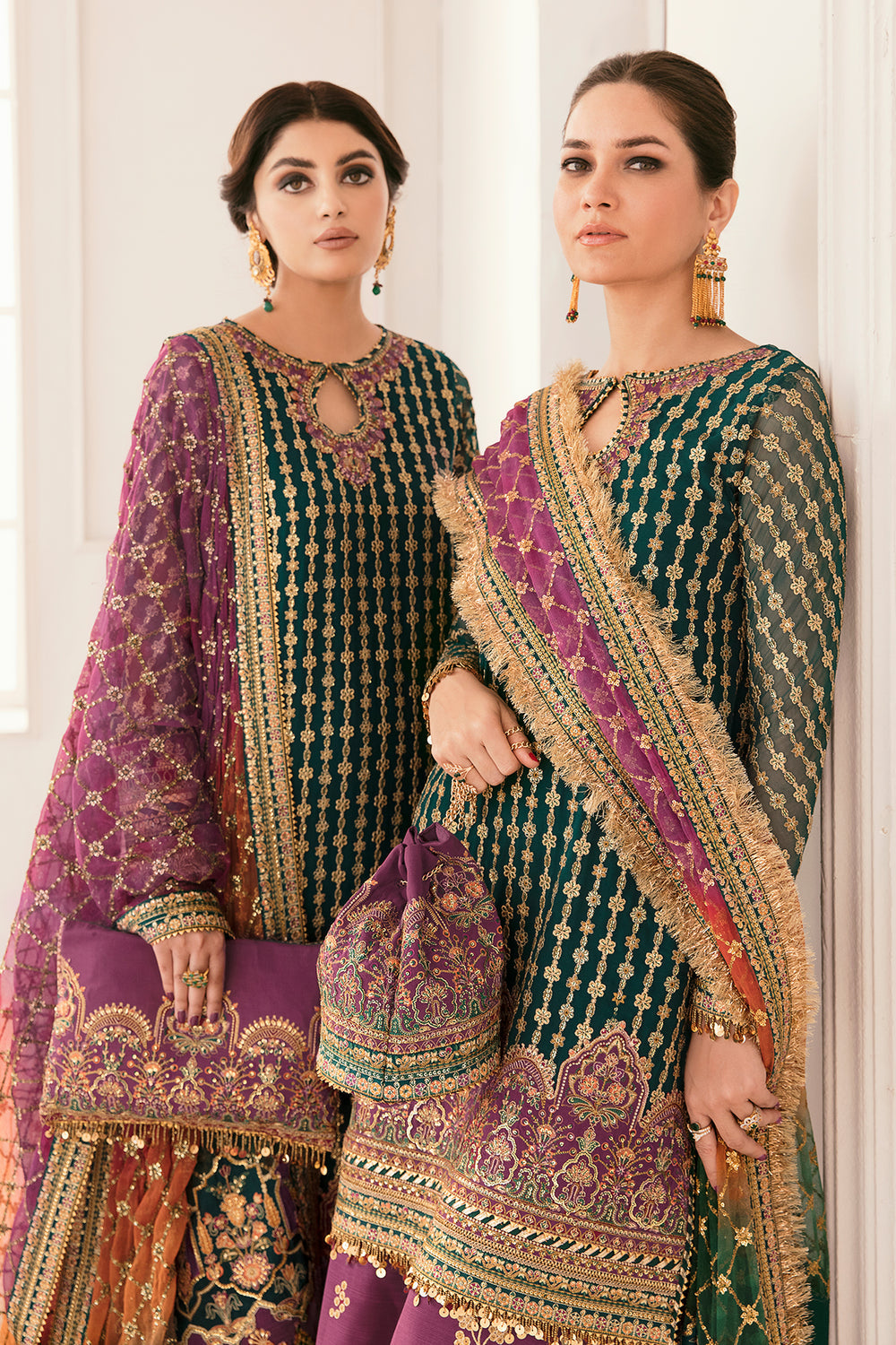 BAROQUE | EXCLUSIVE GHARARA | ELEGANTLY PREMIUM HAND EMBELLISHMENT EMBROIDERED SEQUENCE WORK CHIFFON GHARARA | UNSTITCHED 3-PIECE | CH11-06